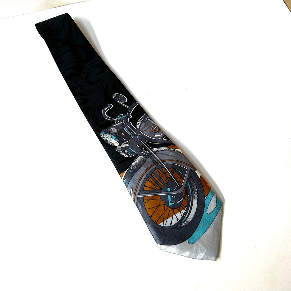Renaissance Black Motorcycle Hand Made Tie Perfect Condition